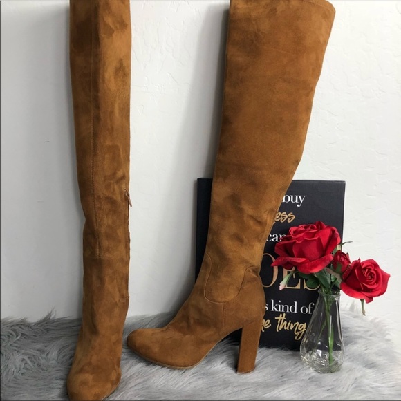 Tony Bianco Shoes - Tony Bianco Taj OTK Suede Boots Tan Size 8.5